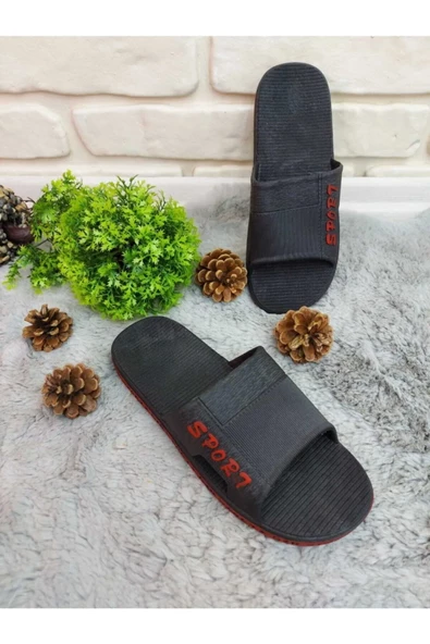 Gezer Erkek Kaymaz Taban Banyo Balkon Sport Siyah-Kırmızı ürün görseli 1
