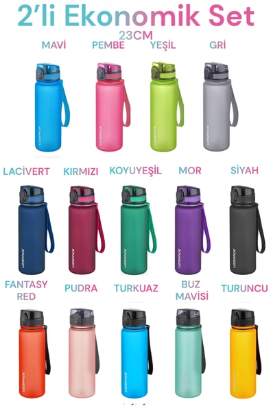 Uzspace 2'li Tritan Matara Seti 500 ml 14 Farklı Renk Seçeneği FiftyFifty -3026seta ürün görseli 1