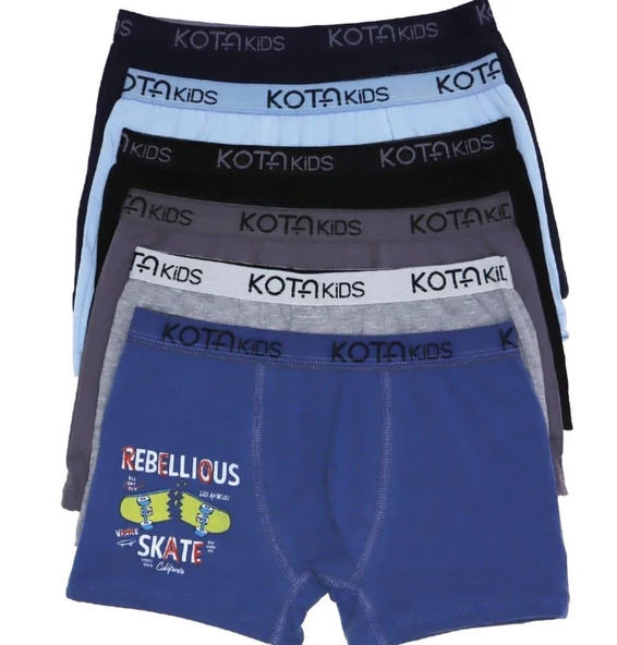 KOTA 1005 ERKEK ÇOCUK RENKLİ BASKILI BOXER 6 ADET ürün görseli 1