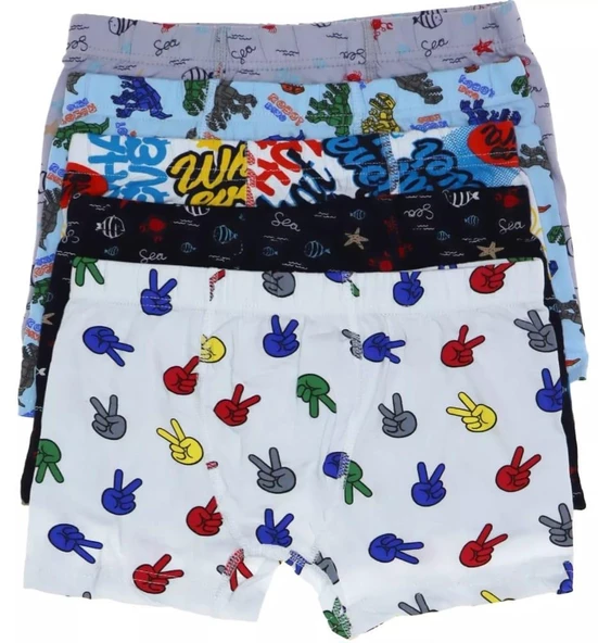 KOTA 1013 ERKEK ÇOCUK RENKLİ DESENLİ BOXER 6 ADET ürün görseli 1