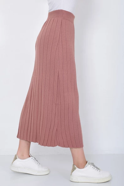 Kadın Triko Etek Oversize Gül Kurusu - Resim 5