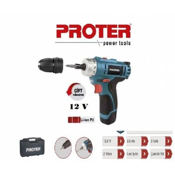 PROTER PST222 ŞARJLI VİDALAMA TORNAVİDA ürün görseli 1