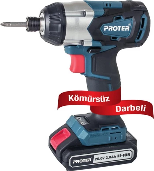 PROTER PST 360 T KÖMÜRSÜZ DARBELİ ŞARJLI TORNAVİDA 1/4" 350 NM - 20.0 V - 2.0 AH/Li-on ürün görseli 1