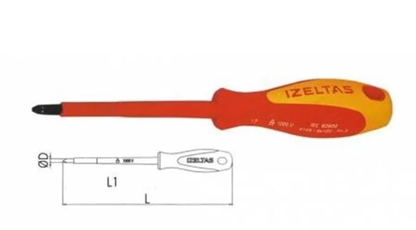 İZELTAŞ 4.5x80 PH1 1000V İZOLELİ ELEKTRİKÇİ YILDIZ TORNAVİDA ürün görseli 1