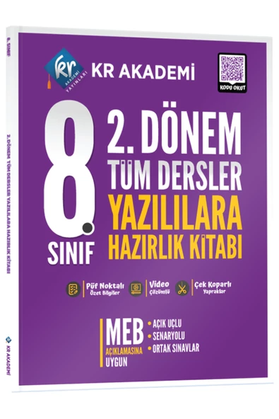8. Sınıf 2. Dönem Tüm Dersler Yazılılara Hazırlık Kitabı KR Akademi Yayınları ürün görseli 1