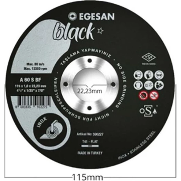 EGESAN 115*1*22,23 INOX PASLANMAZ KESİCİ TAŞ ürün görseli 1
