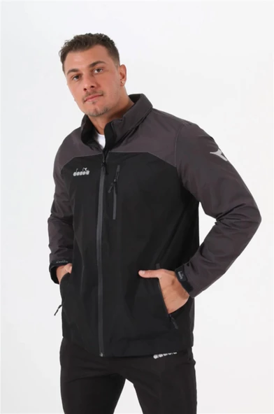 Diadora Elite - Erkek Siyah-Gri Su Geçirmez Spor Yağmurluk - 44YĞM10ELT ürün görseli 1