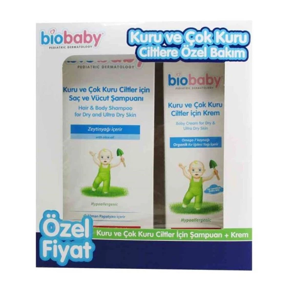 Biobaby Kuru ve Atopik Ciltler İçin Şampuan 300 ml + Krem 100 ml (Özel Fiyat Etiketli) ürün görseli 1