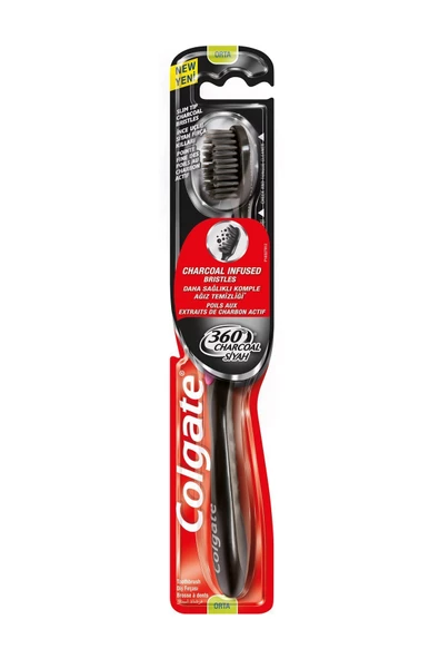 Colgate 360 Charcoal Siyah Diş Fırçası Medium ürün görseli 1
