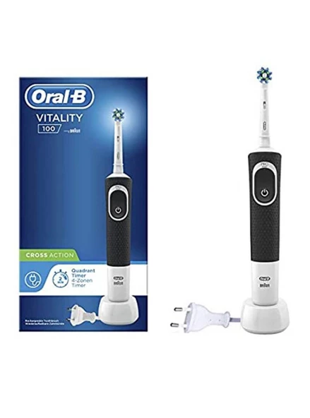 Oral-B D100 Şarj Edilebilir Diş Fırçası Cross Action Siyah Vitality 100 Black ürün görseli 1