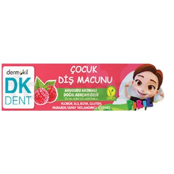 DK Dent Vegan Pırıl Ahududu Aromalı Florürsüz Çocuk Diş Macunu 50 ml ürün görseli 1