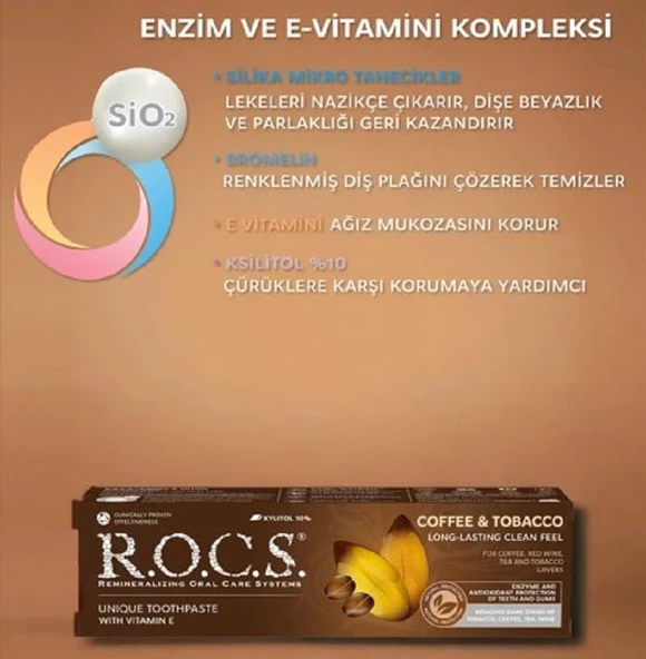 Rocs Coffee & Tobacco Diş Macunu 74 gr - Resim 4