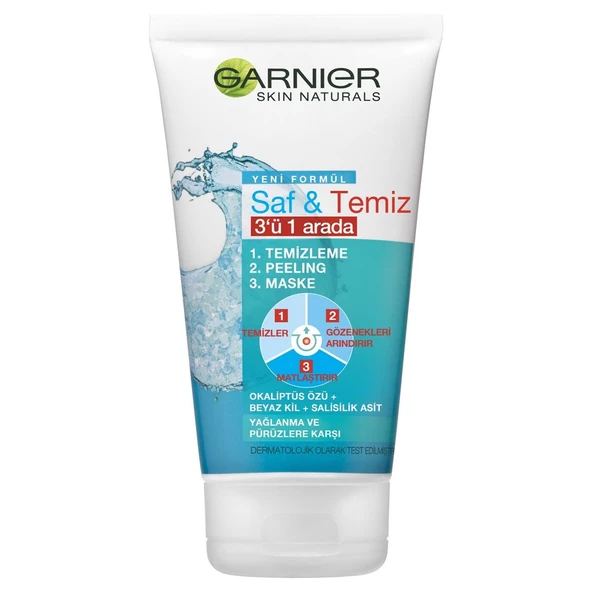 Garnier Saf & Temiz Peeling 3'ü 1 Arada Temizleme Maske 150 ml ürün görseli 1