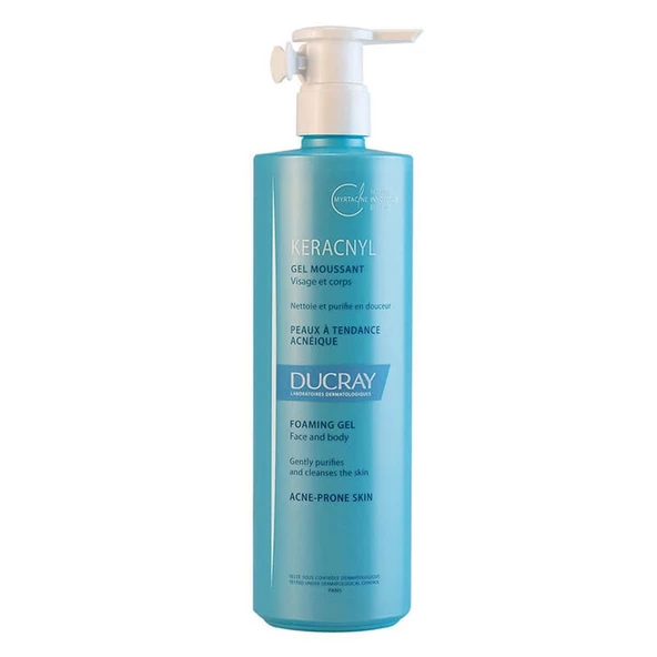 Ducray Keracnyl Gel Moussant Yağlı ve Akneli Ciltler için Yüz Temizleme Jeli 400 ml ürün görseli 1
