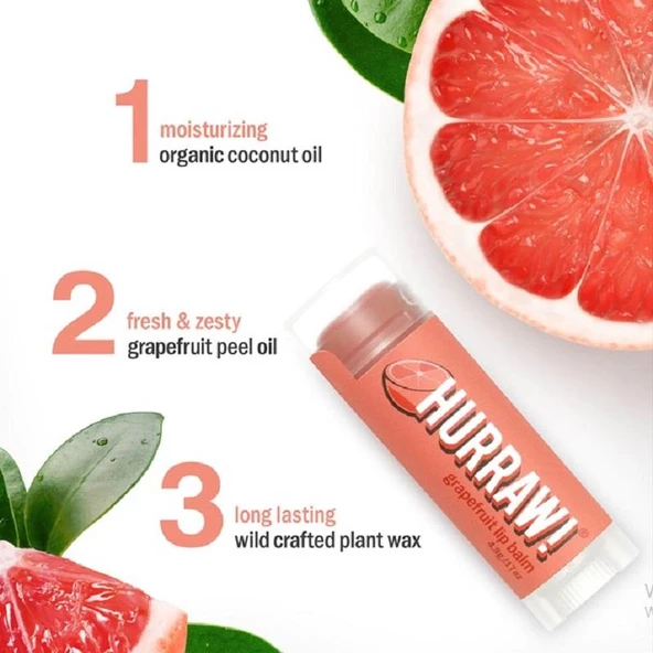 Hurraw Lip Balm Grapefruit - Resim 3