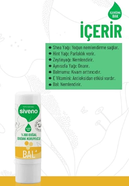 Siveno Lip Dudak Kremi Bal 6 gr - Resim 3