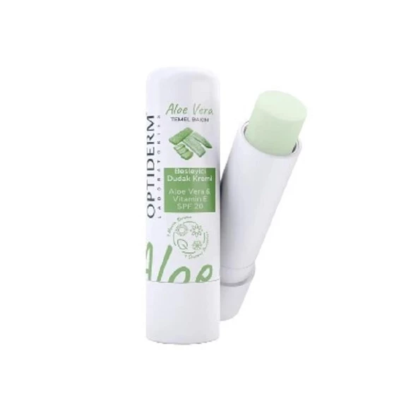 Optiderm Lip Stick E Vitaminli SPF20+ Aloe Vera - Resim 3