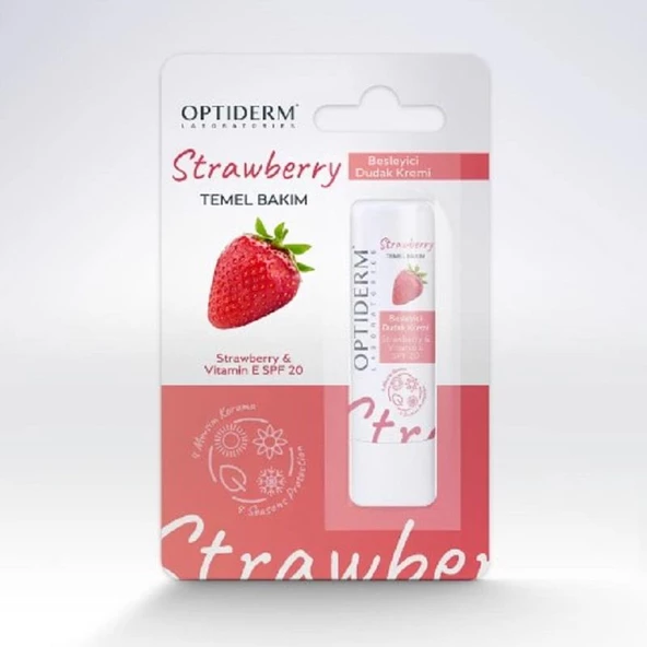 Optiderm Lip Stick E Vitaminli SPF20+ Çilek ürün görseli 1