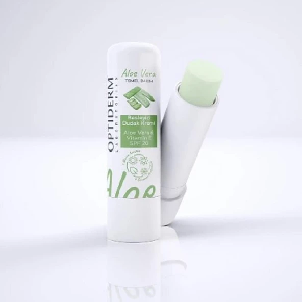 Optiderm Lip Stick E Vitaminli SPF20+ Aloe Vera - Resim 2