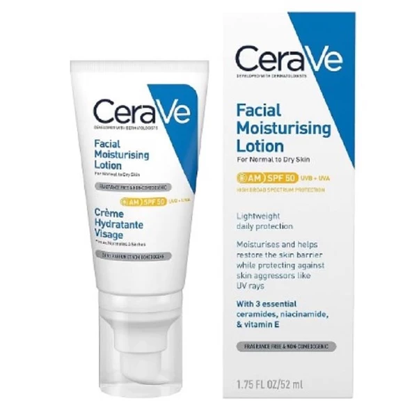 Cerave Yüz Nemlendirici Normal & Kuruya Dönük Ciltler için Krem 52 ml ürün görseli 1