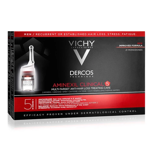 Vichy Dercos Aminexil Clinical 5 Erkek Dökülme Karşıtı Saç Serumu 21 x 6 ml ürün görseli 1