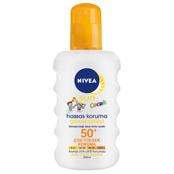 Nivea Sun Kids Güneş Spreyi Hassas Koruma Kokusuz SPF50 200 ml ürün görseli 1