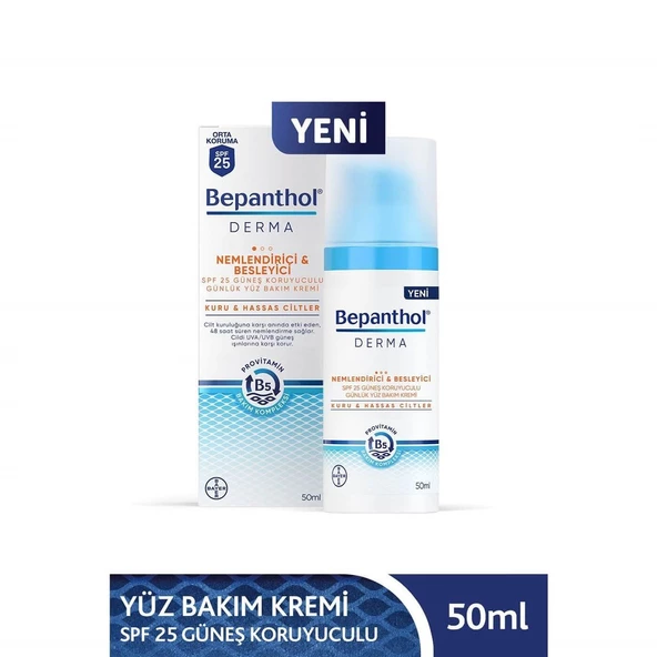 Bepanthol Derma Nemlendirici & Besleyici SPF25 Günlük Yüz Bakım Kremi 50 ml ürün görseli 1