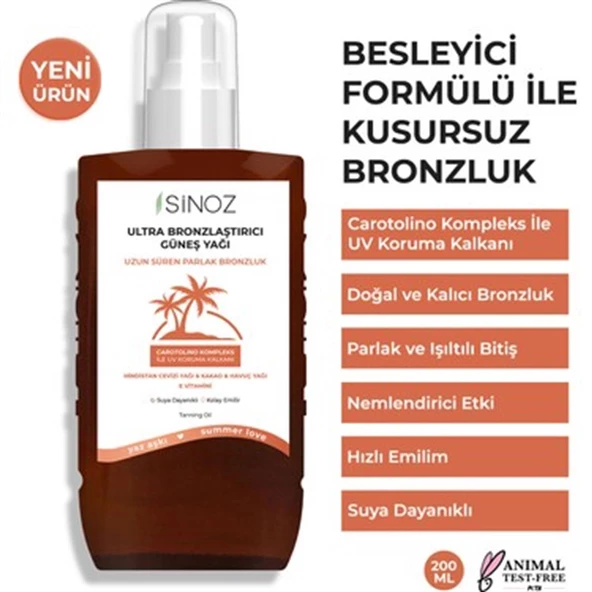 Sinoz Kusursuz Bronzlaştırıcı Güneş Yağı Spreyi 200 ml ürün görseli 1