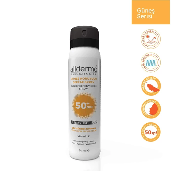 Alldermo Invisible Aerosol Sprey SPF50 150 ml ürün görseli 1