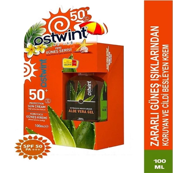 Ostwint Güneş Kremi SPF50 100 ml + Alovera Jel 100 ml Hediye ürün görseli 1