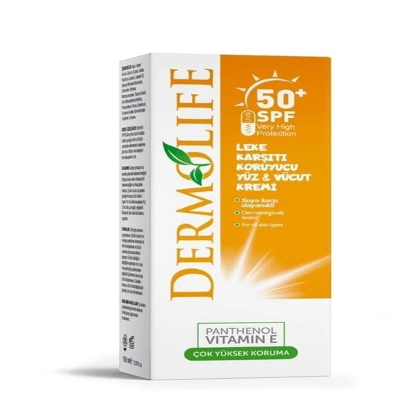 Dermolife Güneş Kremi Leke Karşıtı Koruyucu Yüz & Vücut İçin SPF50 100 ml ürün görseli 1