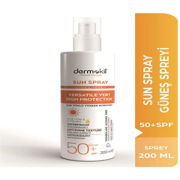 Dermokil Sun Sprey - Çok Yönlü Yüksek Koruyucu Güneş Spreyi SPF50 200 ml ürün görseli 1