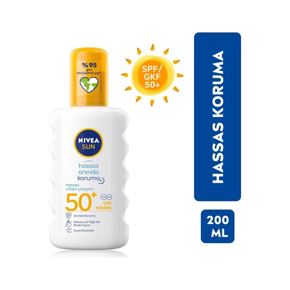 Nivea Sun Hassas Koruma Güneş Spreyi Kokusuz 200 ml ürün görseli 1