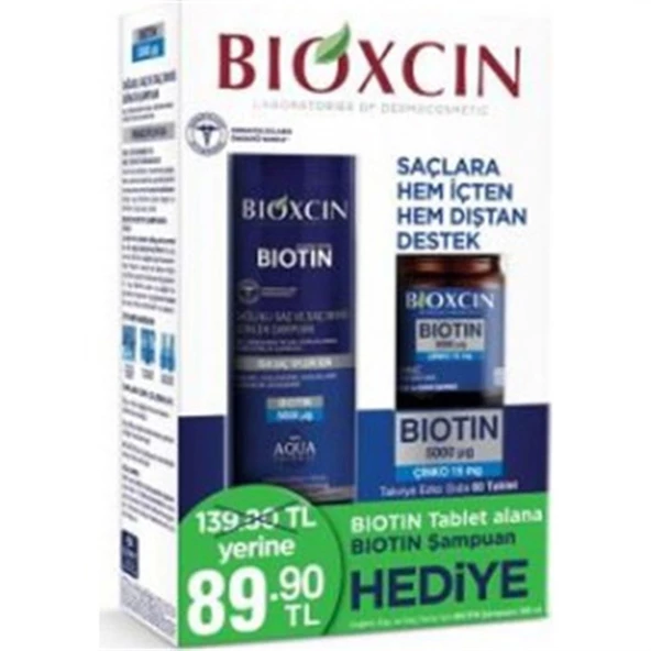 Bioxcin Biotin 5000 mg + Çinko 15 mg 60 Tablet + 300 ml Şampuan Hediyeli ürün görseli 1