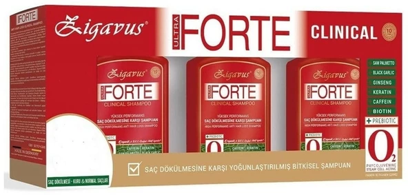 Zigavus Forte Ultra Clinical Kuru Normal Saçlar İçin 300 ml - 3 Al 2 Öde (299,5 TL Etiketli) ürün görseli 1