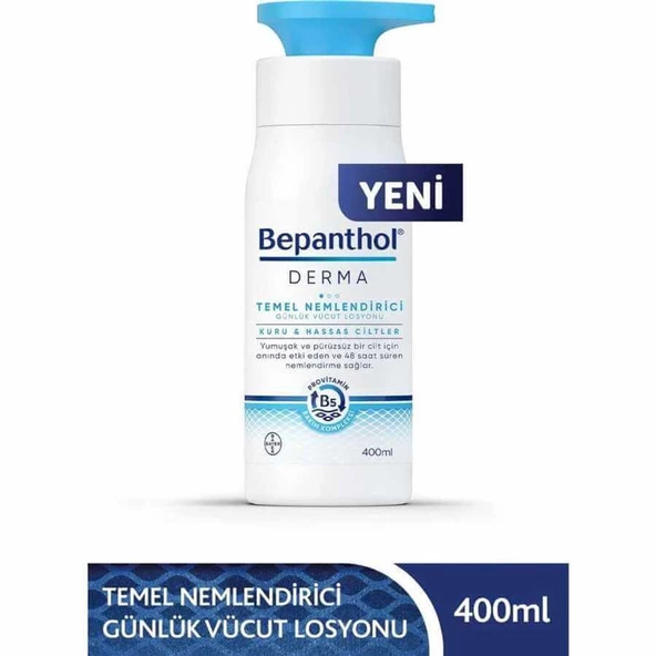 Bepanthol Derma Temel Nemlendirici Günlük Vücut Losyonu  Kuru ve Hassas Ciltler 400 ml ürün görseli 1