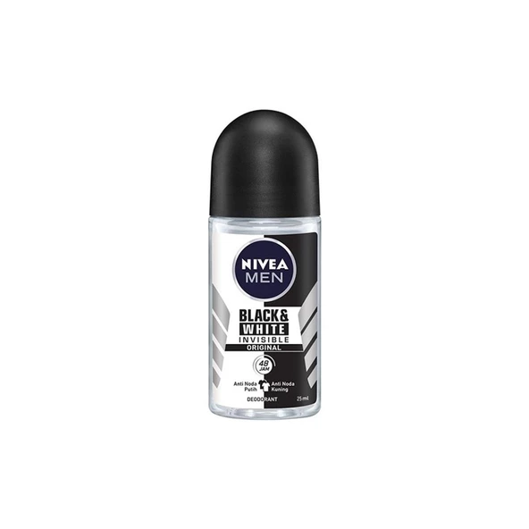 Nivea Black & White Invisible Roll-On For Men 25 ml ürün görseli 1