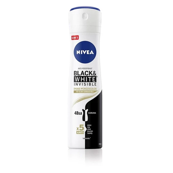 Nivea Black & White Sprey Deodorant Invisible For Women İpeksi Pürüzsüzlük 150 ml ürün görseli 1