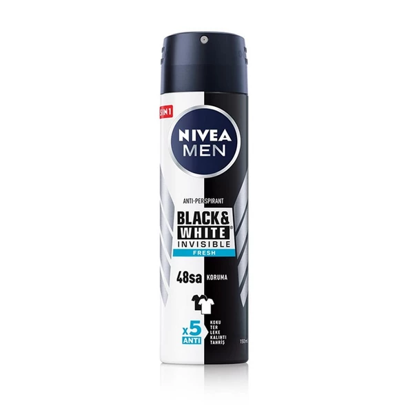 Nivea Invisible Black & White Fresh Deodorant 150 ml ürün görseli 1