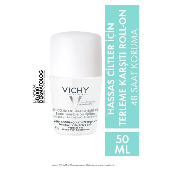 Vichy Roll-On Deodorant Hassas ve Epilasyon Yapılmış Ciltler için 50 ml ürün görseli 1