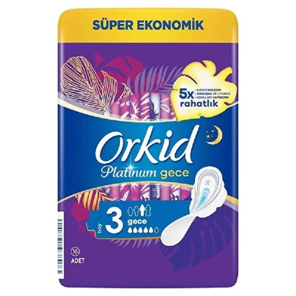 Orkid Platinum Hijyenik Ped Gece 16'lı ürün görseli 1