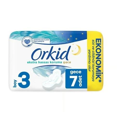 Orkid Extra Ekonomik Paket Hijyenik Ped Hassas Koruma Uzun 3 Numara 7'li ürün görseli 1