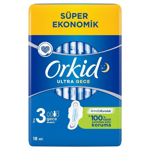 Orkid Ultra Hijyenik Ped Gece Gündüz No: 3 18'li ürün görseli 1