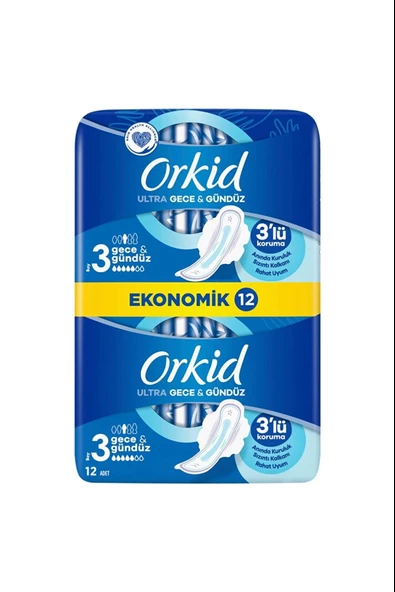 Orkid Ultra Extra Hijyenik Ped Gece 12'li ürün görseli 1