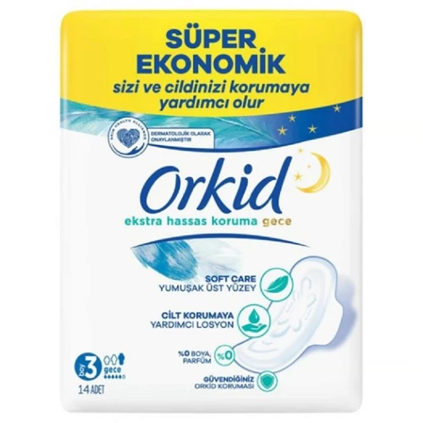 Orkid Extra Hijyenik Ped Hassas Koruma Dörtlü Uzun 14'lü ürün görseli 1