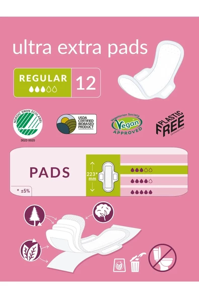 Natracare Ultra Ekstra Ped Normal 12'li - Resim 2