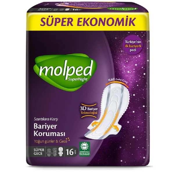 Molped Süper Night 3D Bariyerli Süper Ekonomik Ped 16'lı ürün görseli 1