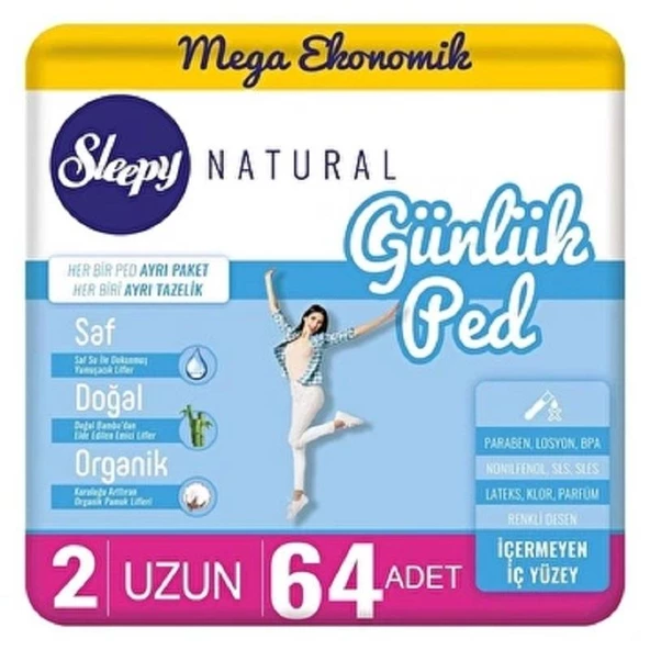 Sleepy Natural Günlük Ped Uzun 64'lü ürün görseli 1