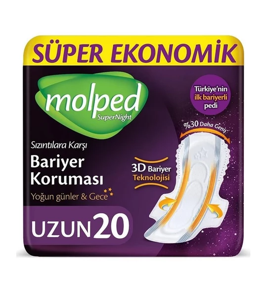 Molped Süper Night 3D Bariyerli Süper Ekonomik Ped 20'li ürün görseli 1