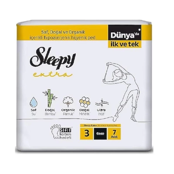 Sleepy Extra Hijyenik Ped Gece 7'li ürün görseli 1